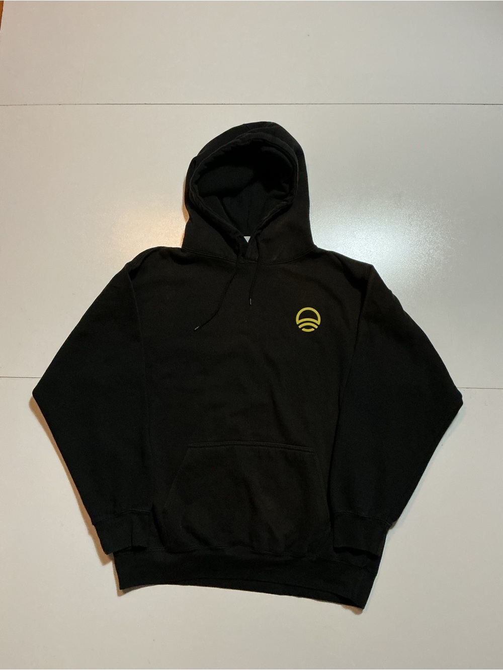 Mooji Mooji Classic Aged Vintage Faded Graphic Logo Black Fleece Pullover Hoodie